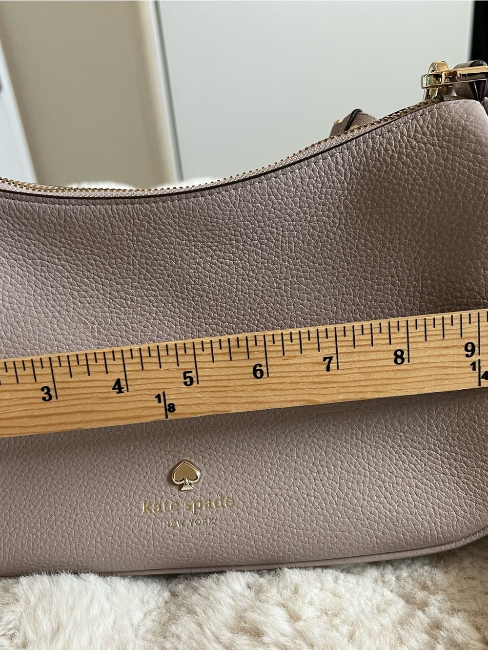 Kate Spade Pebbled Leather Shoulder Bag Grey with Gold Hardware EUC - Picture 12 of 14